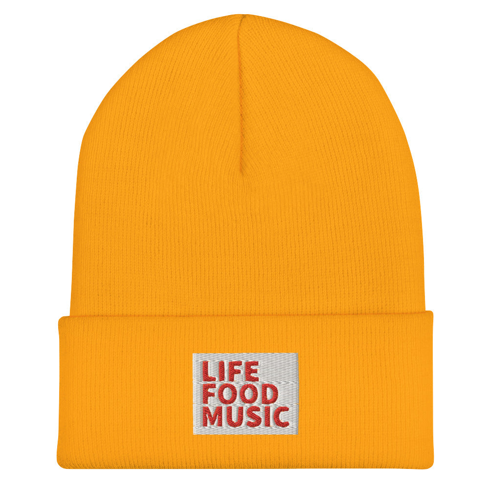 LFM WHITE AND RED LOGO BEANIE