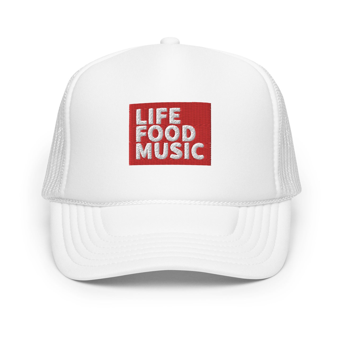 LFM RED AND WHITE LOGO TRUCKER