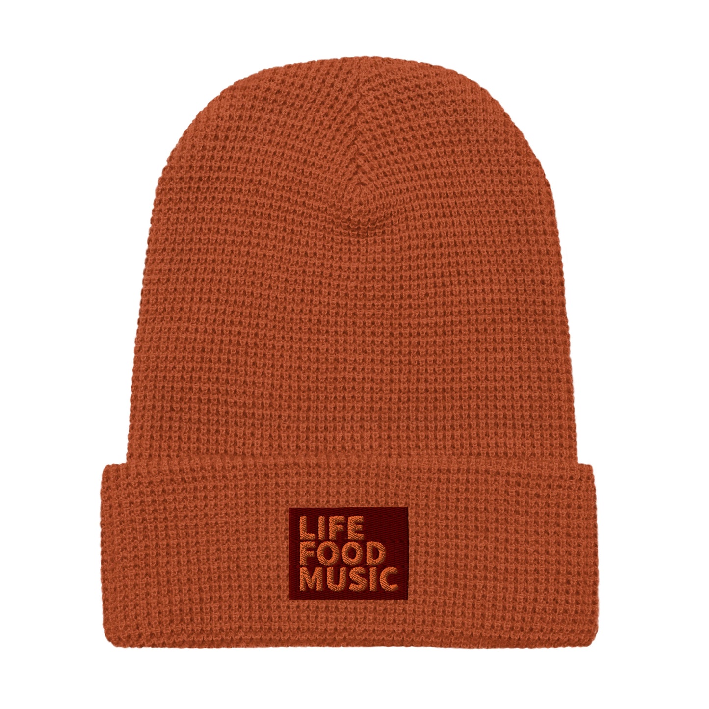 LFM MAROON AND ORANGE WAFFLE BEANIE