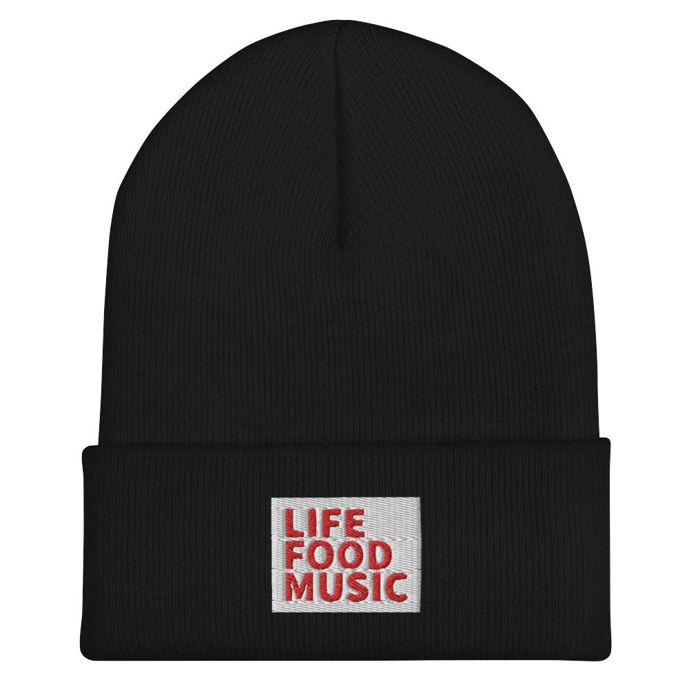 LFM WHITE AND RED LOGO BEANIE