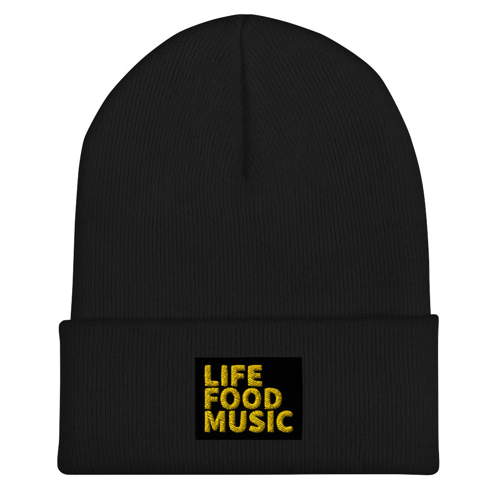 LFM BLACK AND GOLD LOGO BEANIE