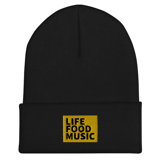 LFM GOLD AND BLACK LOGO BEANIE