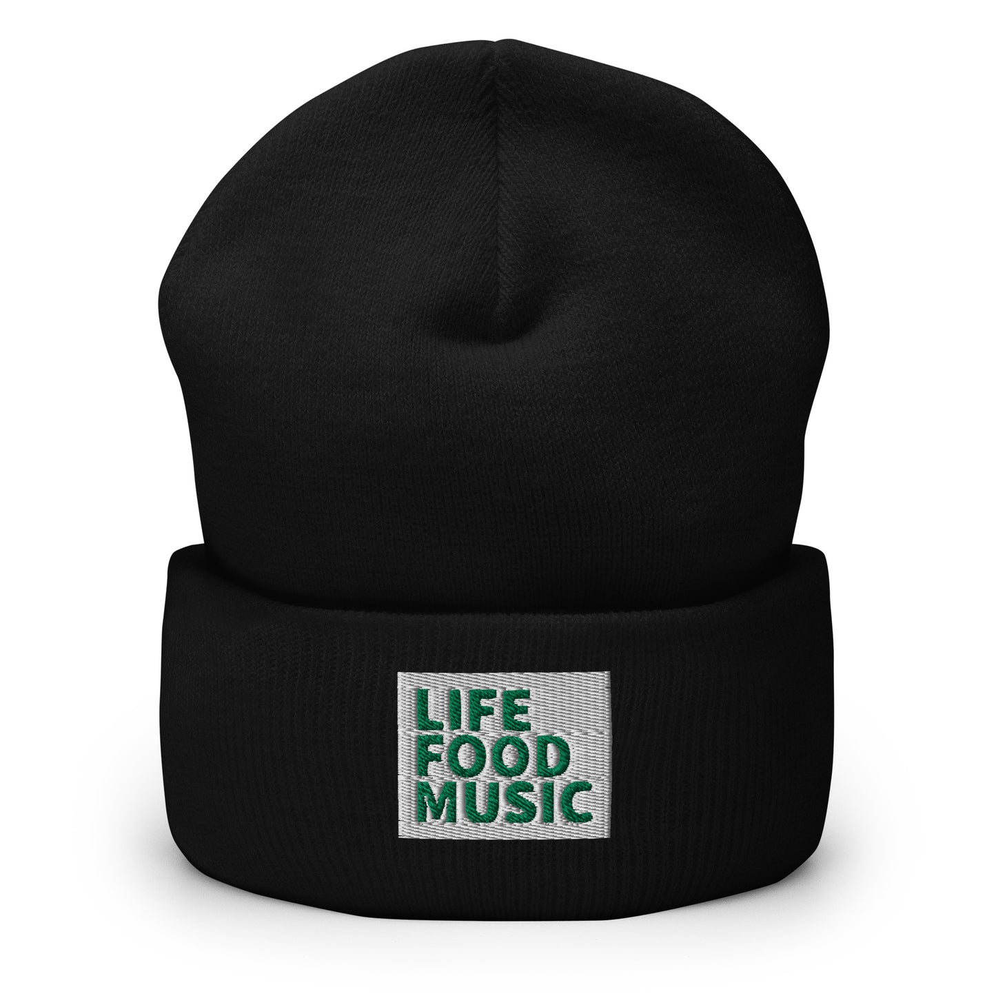 LFM WHITE AND GREEN LOGO BEANIE