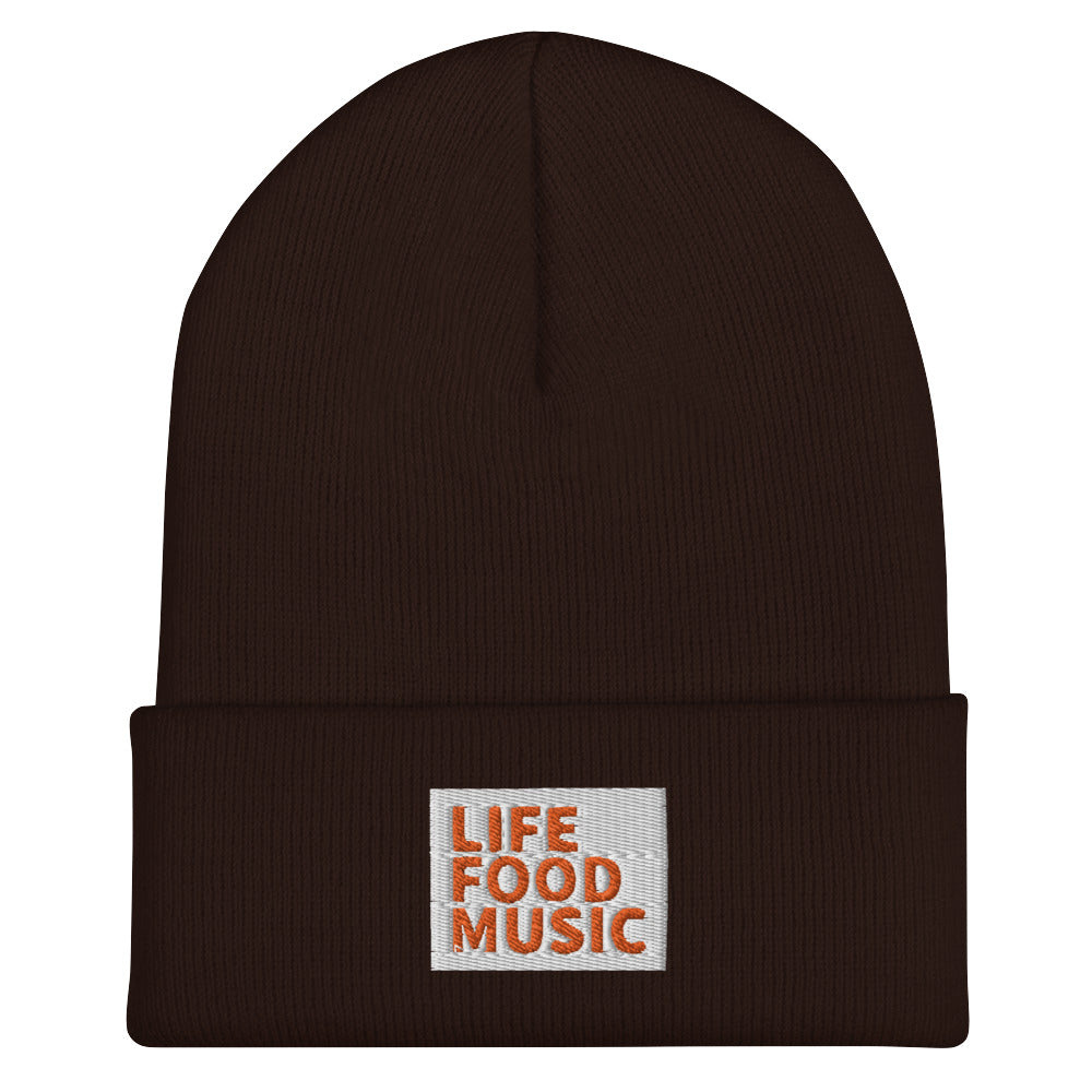 LFM WHITE AND ORANGE LOGO BEANIE