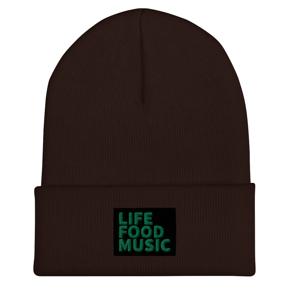 LFM BLACK AND GREEN LOGO BEANIE