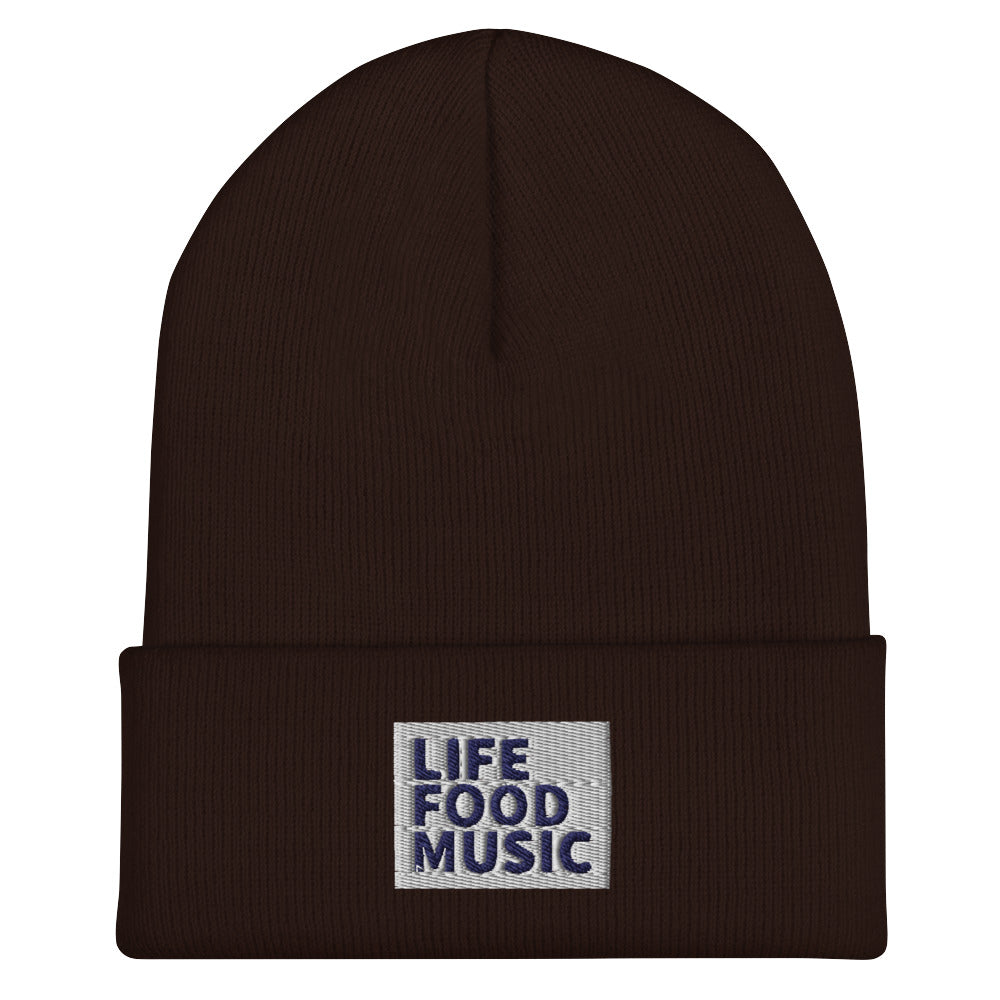 LFM WHITE AND BLUE LOGO BEANIE