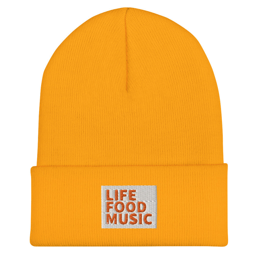 LFM WHITE AND ORANGE LOGO BEANIE