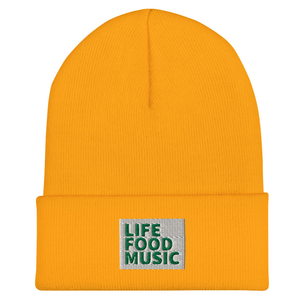 LFM WHITE AND GREEN LOGO BEANIE