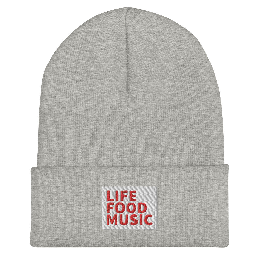 LFM WHITE AND RED LOGO BEANIE