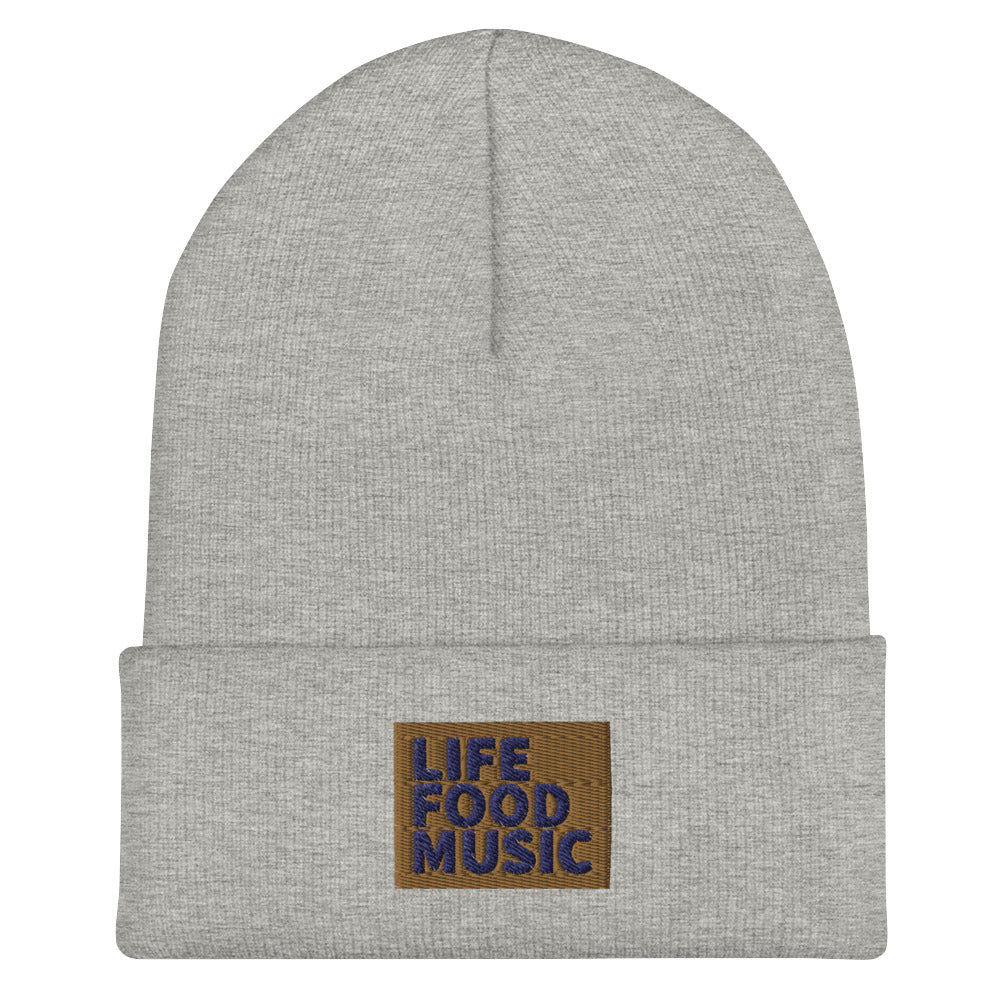 LFM OLD GOLD AND NAVY LOGO BEANIE