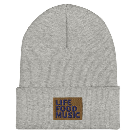 LFM OLD GOLD AND NAVY LOGO BEANIE