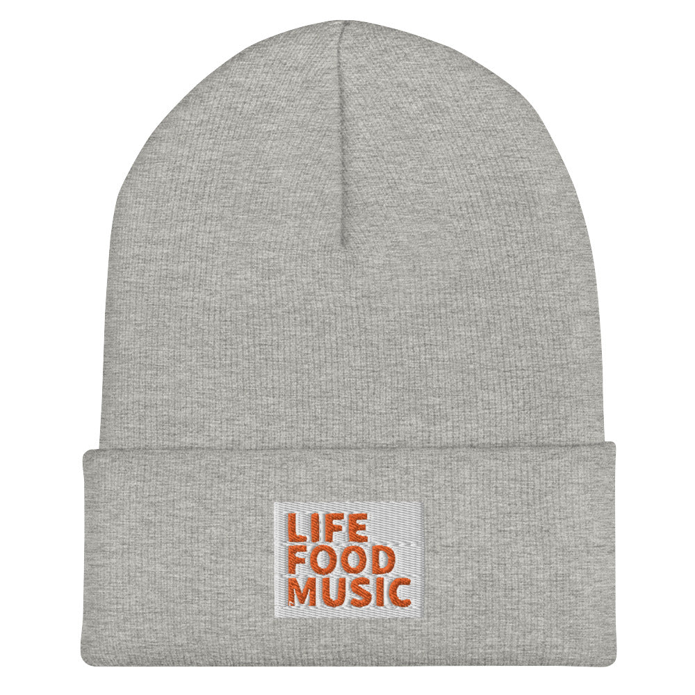 LFM WHITE AND ORANGE LOGO BEANIE