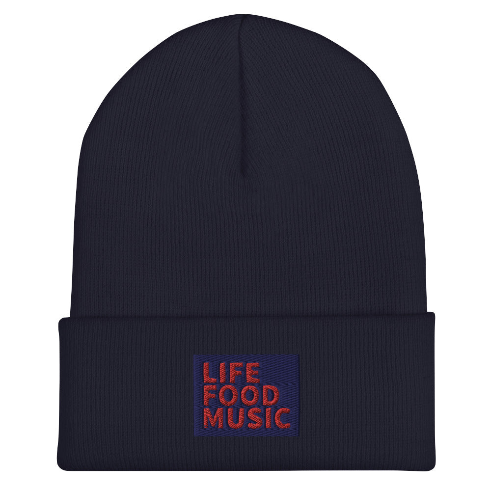 LFM NAVY AND RED LOGO BEANIE