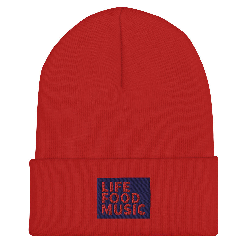 LFM NAVY AND RED LOGO BEANIE