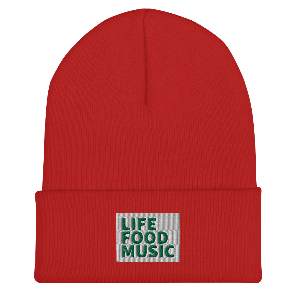 LFM WHITE AND GREEN LOGO BEANIE