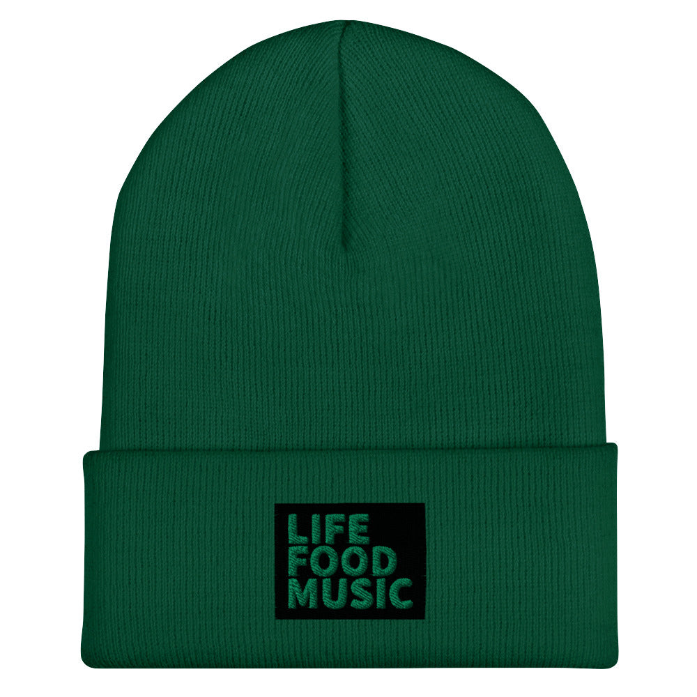 LFM BLACK AND GREEN LOGO BEANIE