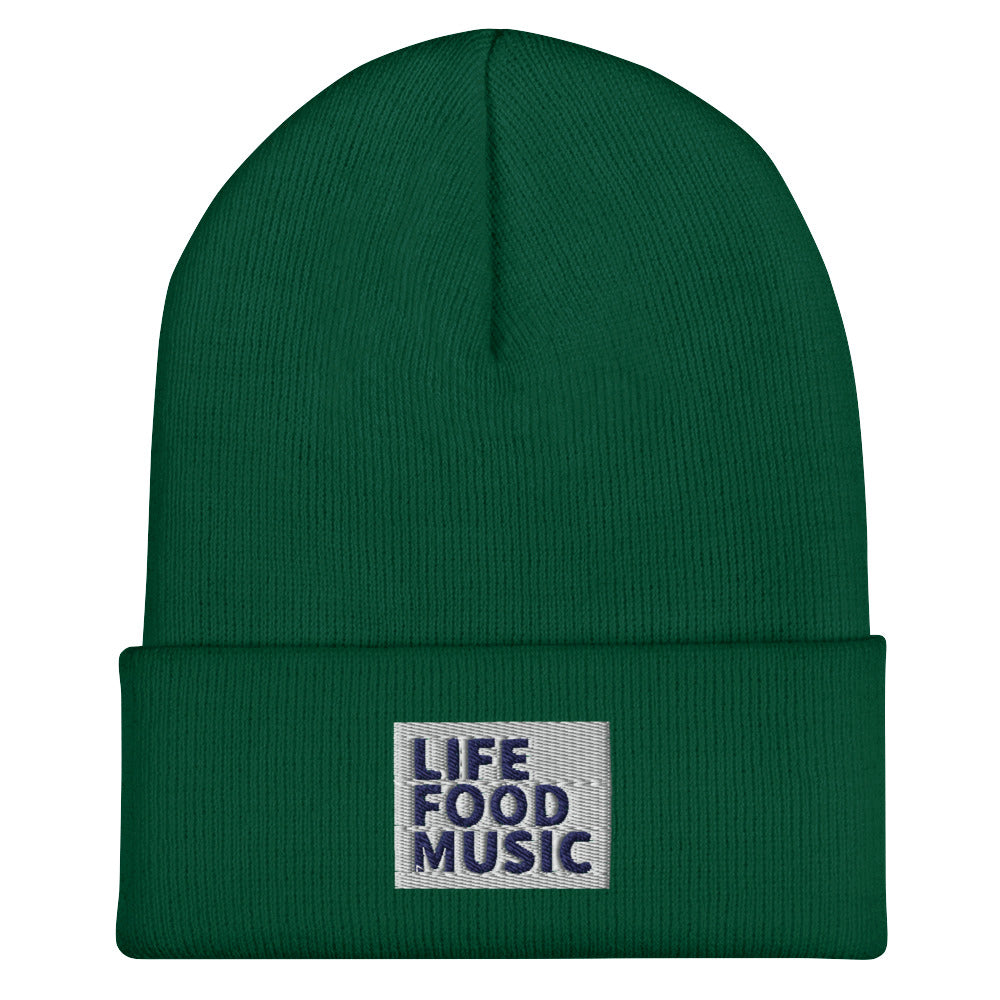 LFM WHITE AND BLUE LOGO BEANIE