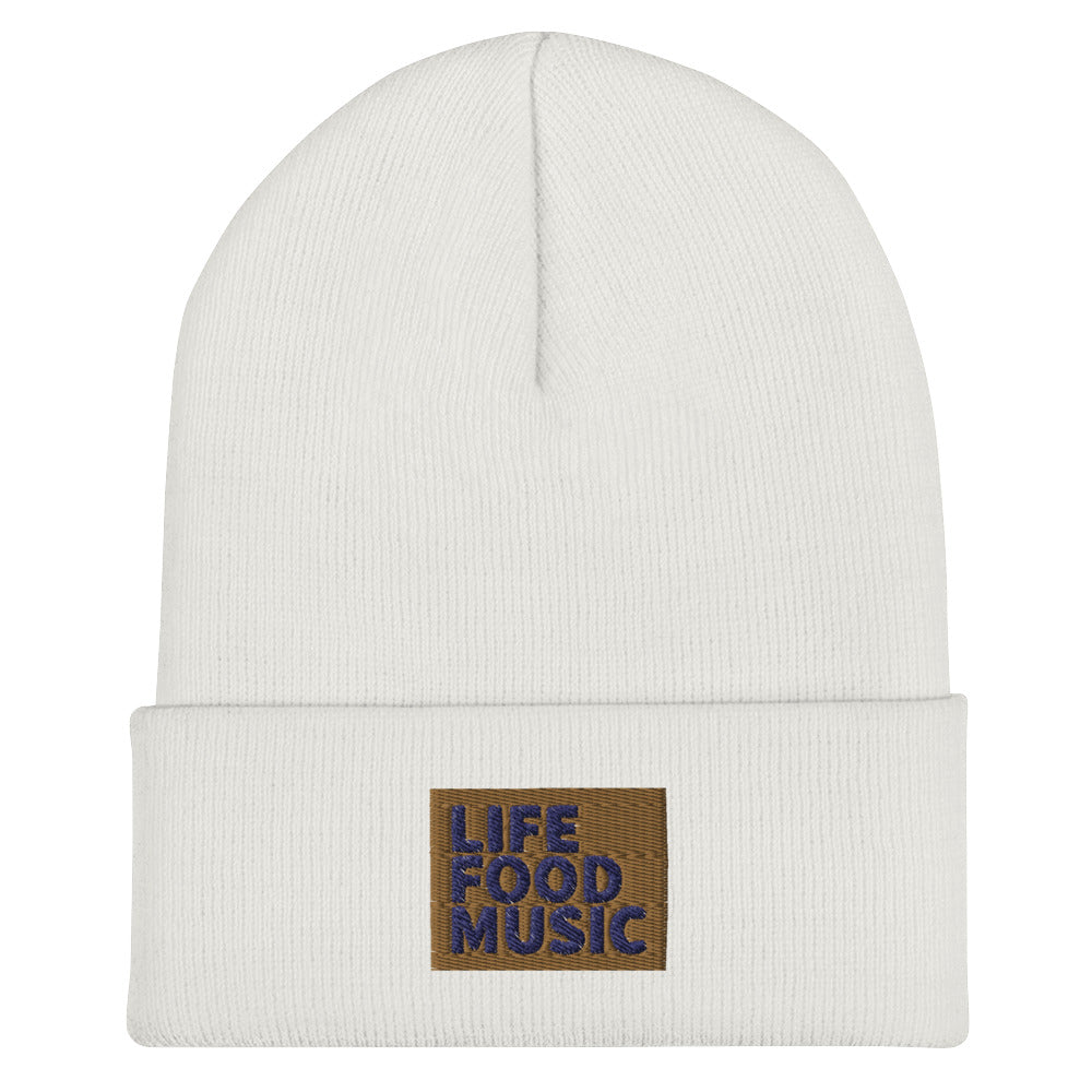 LFM OLD GOLD AND NAVY LOGO BEANIE