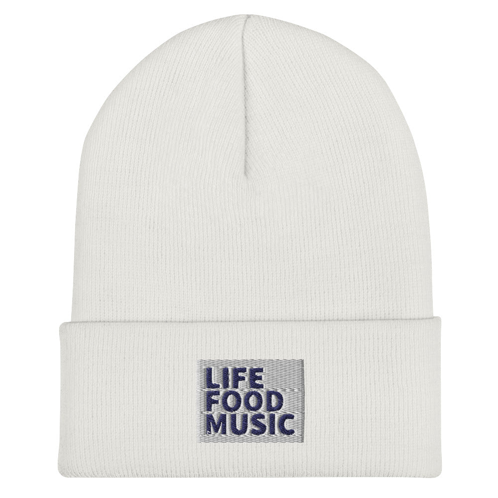 LFM WHITE AND BLUE LOGO BEANIE