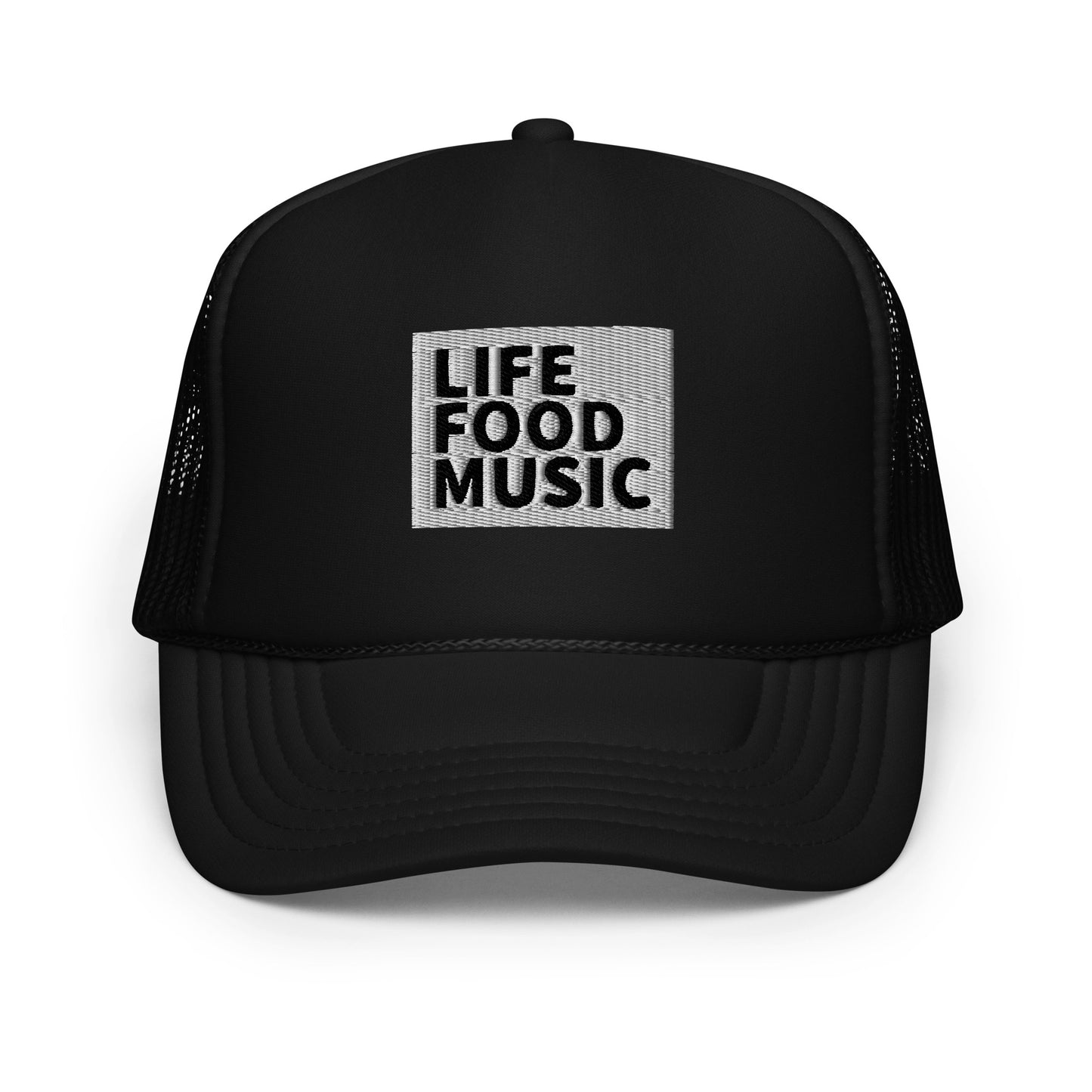 LFM White and Black Logo Trucker