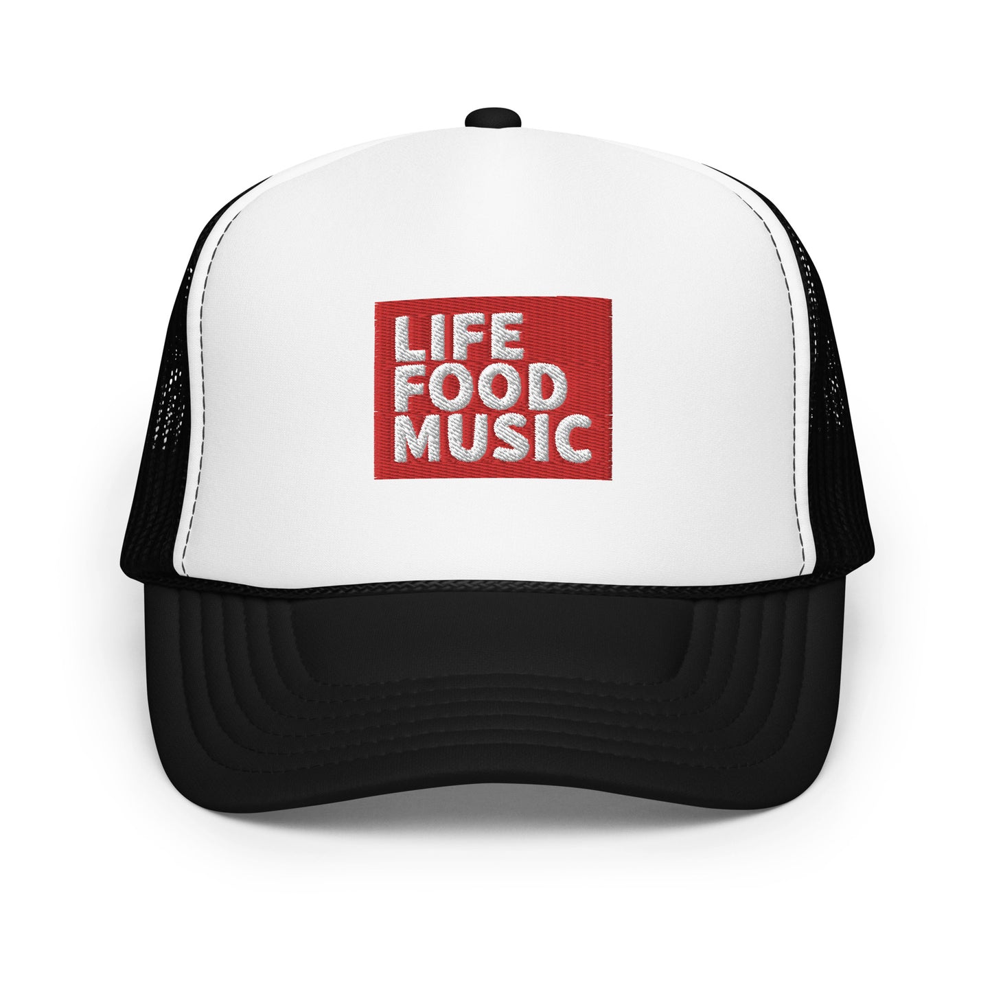 LFM RED AND WHITE LOGO TRUCKER