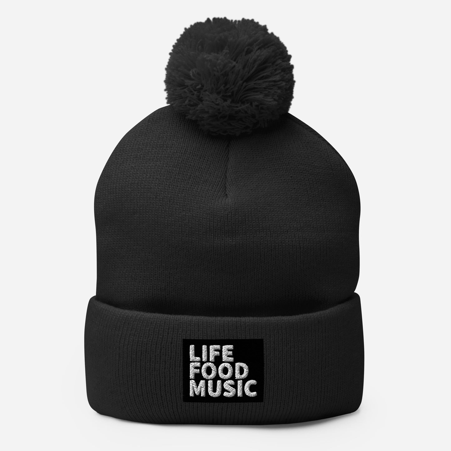 LFM BLACK AND WHITE LOGO POMPOM BEANIE