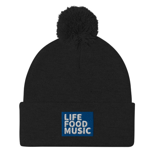 LFM ROYAL AND WHITE LOGO POMPOM BEANIE