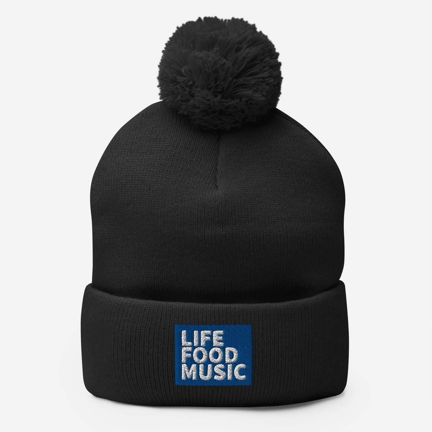 LFM ROYAL AND WHITE LOGO POMPOM BEANIE