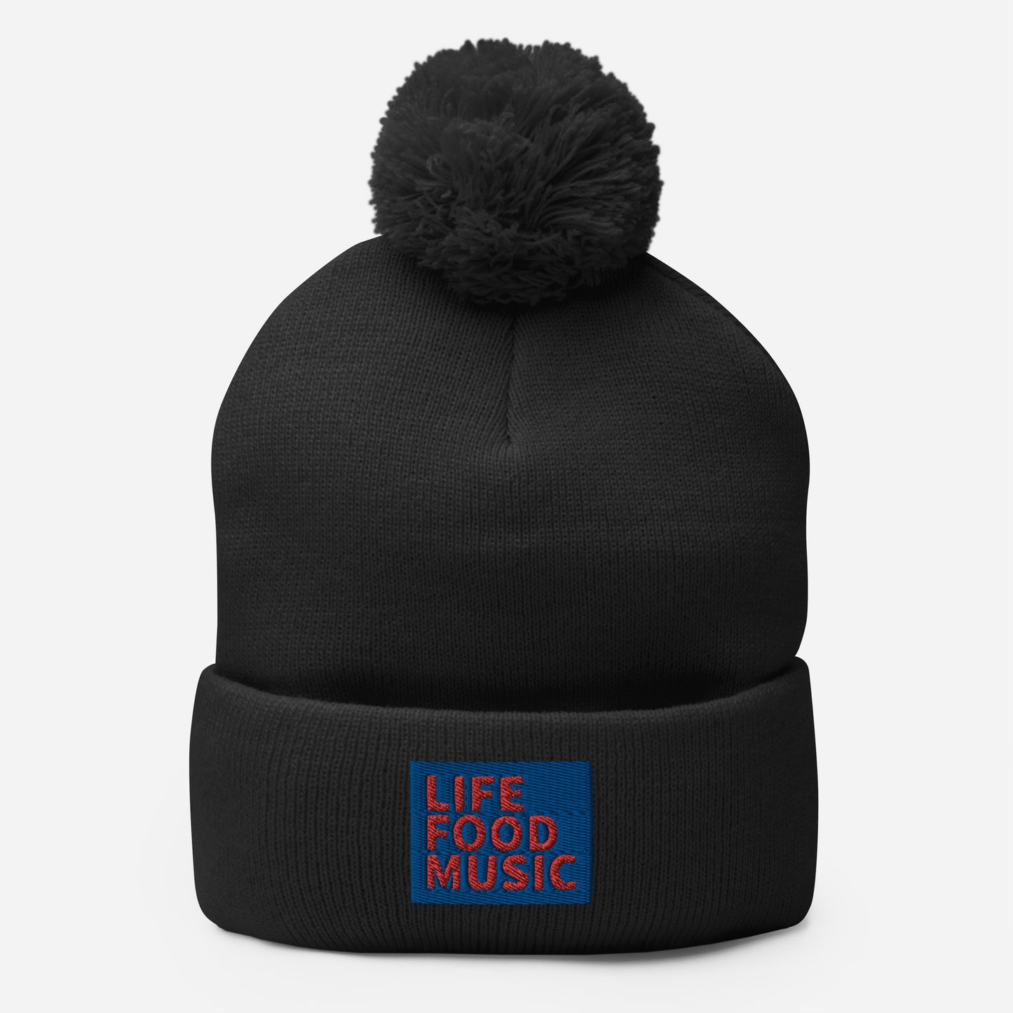 LFM ROYAL AND RED LOGO POMPOM BEANIE