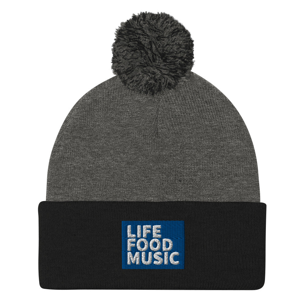 LFM ROYAL AND WHITE LOGO POMPOM BEANIE