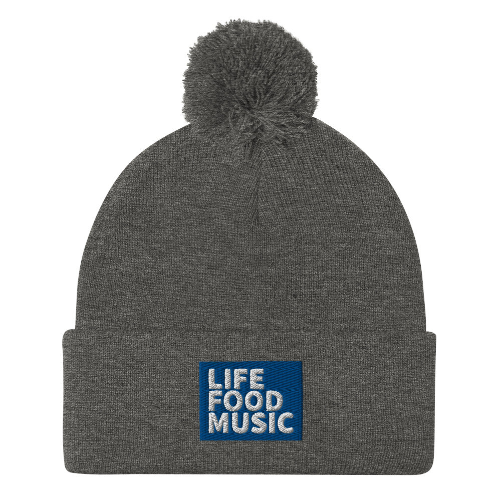 LFM ROYAL AND WHITE LOGO POMPOM BEANIE