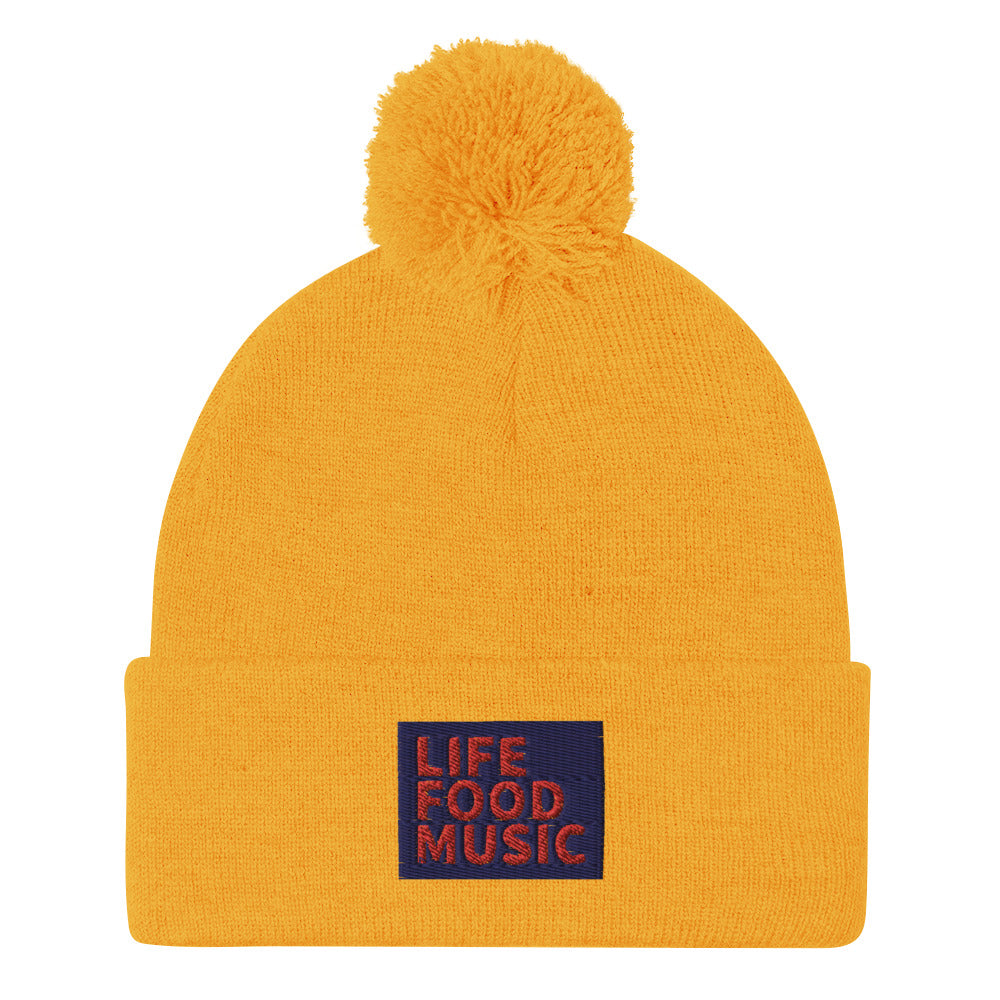 LFM NAVY AND RED LOGO POMPOM BEANIE