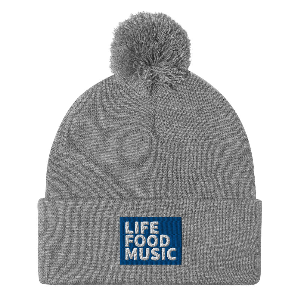 LFM ROYAL AND WHITE LOGO POMPOM BEANIE