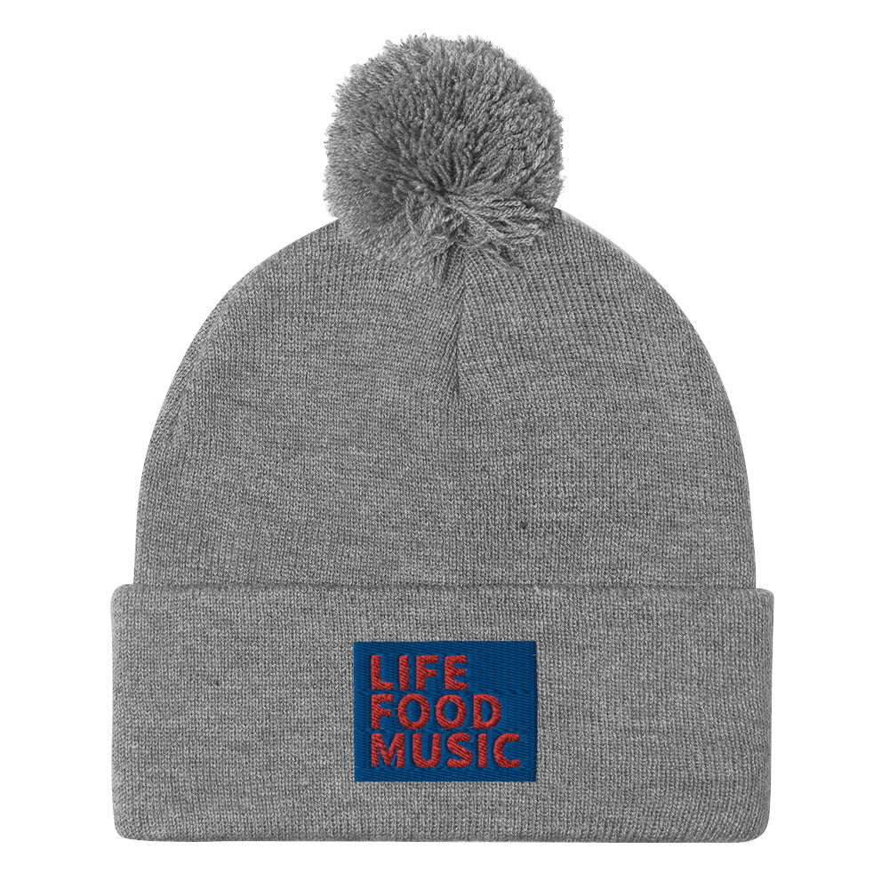 LFM ROYAL AND RED LOGO POMPOM BEANIE