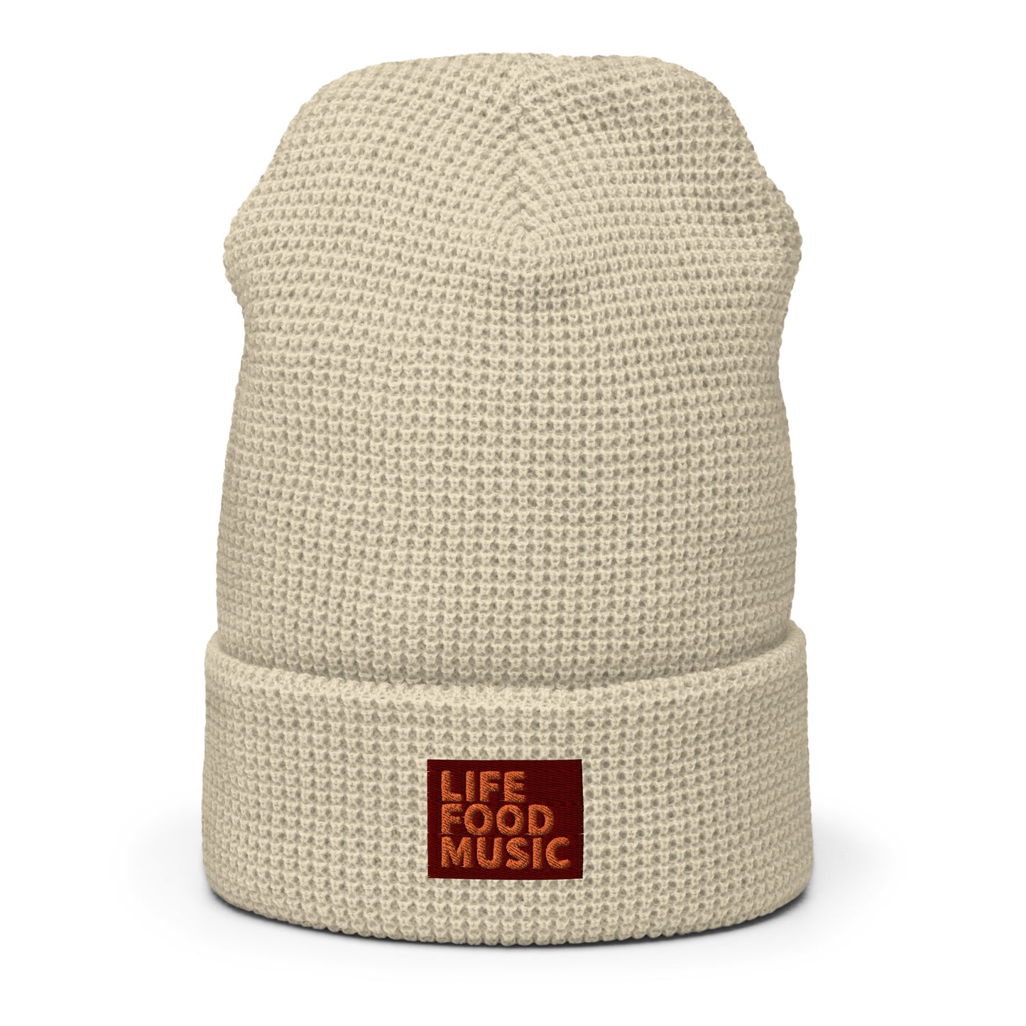 LFM MAROON AND ORANGE WAFFLE BEANIE