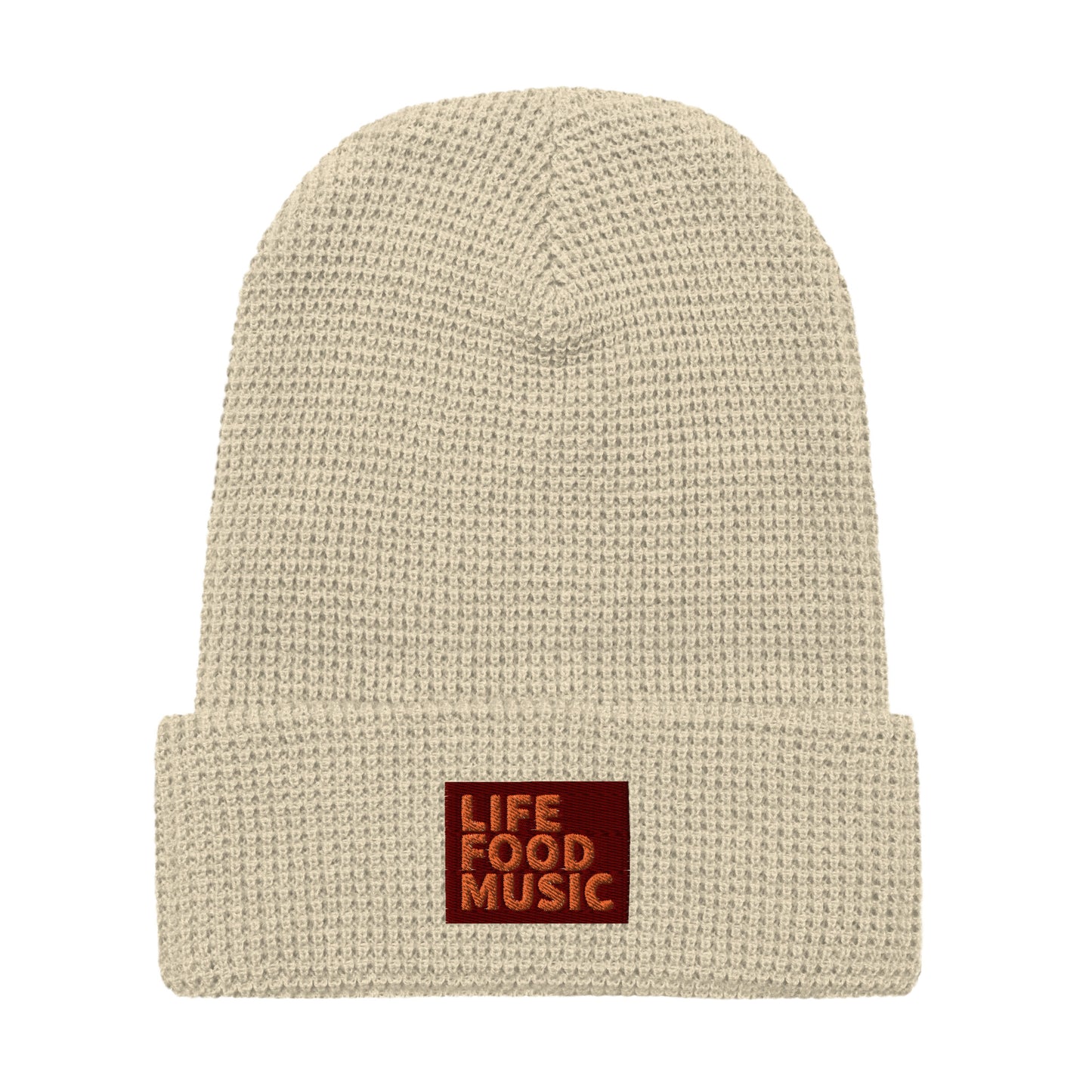 LFM MAROON AND ORANGE WAFFLE BEANIE