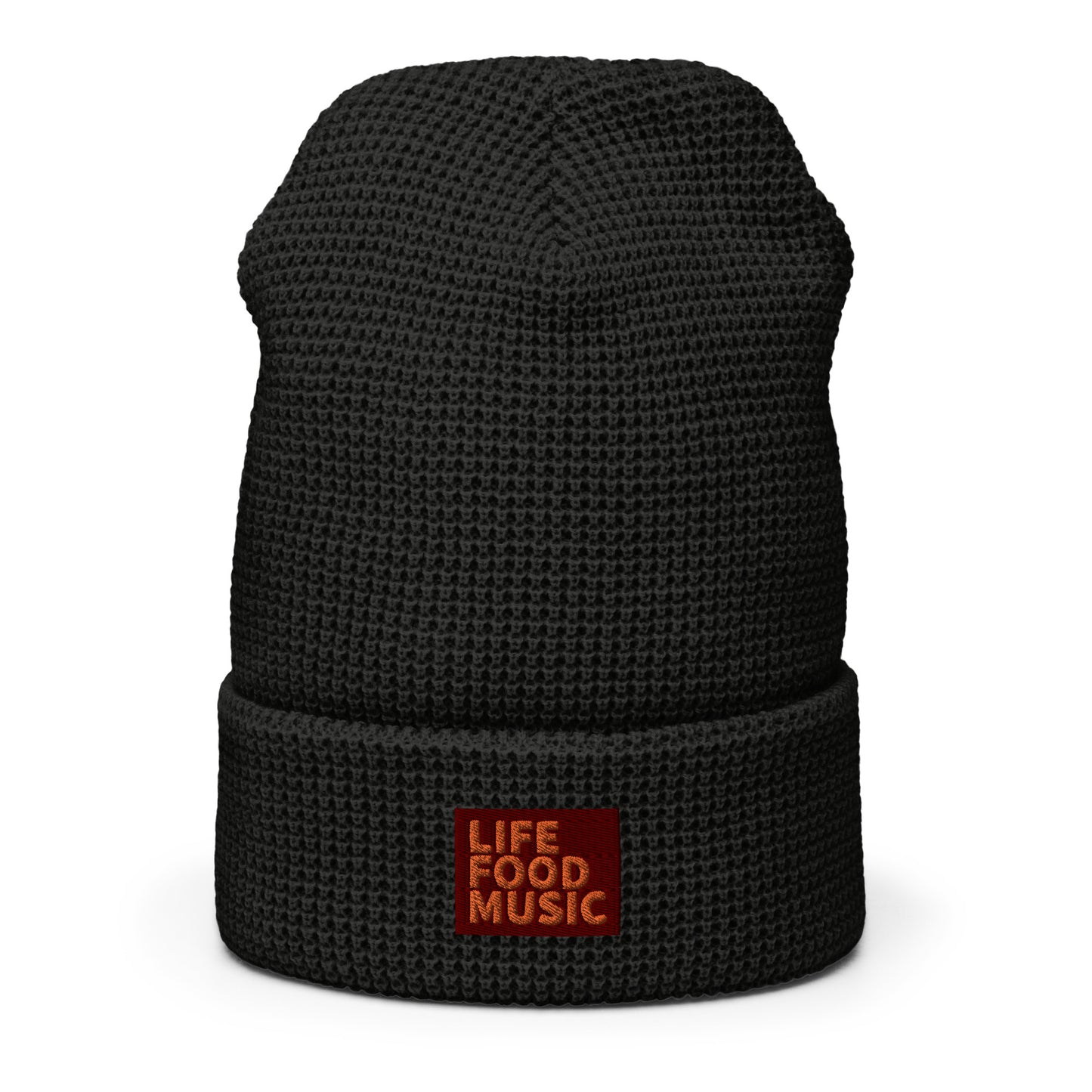 LFM MAROON AND ORANGE WAFFLE BEANIE