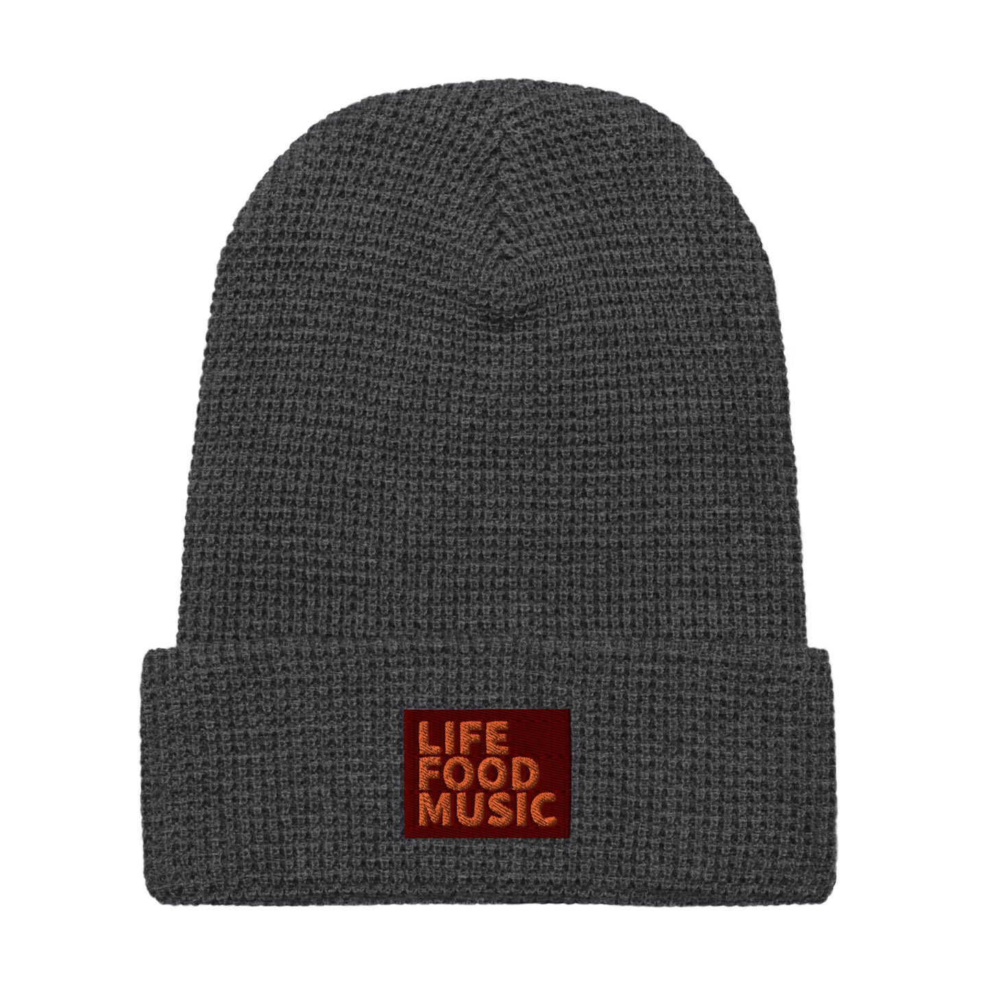 LFM MAROON AND ORANGE WAFFLE BEANIE