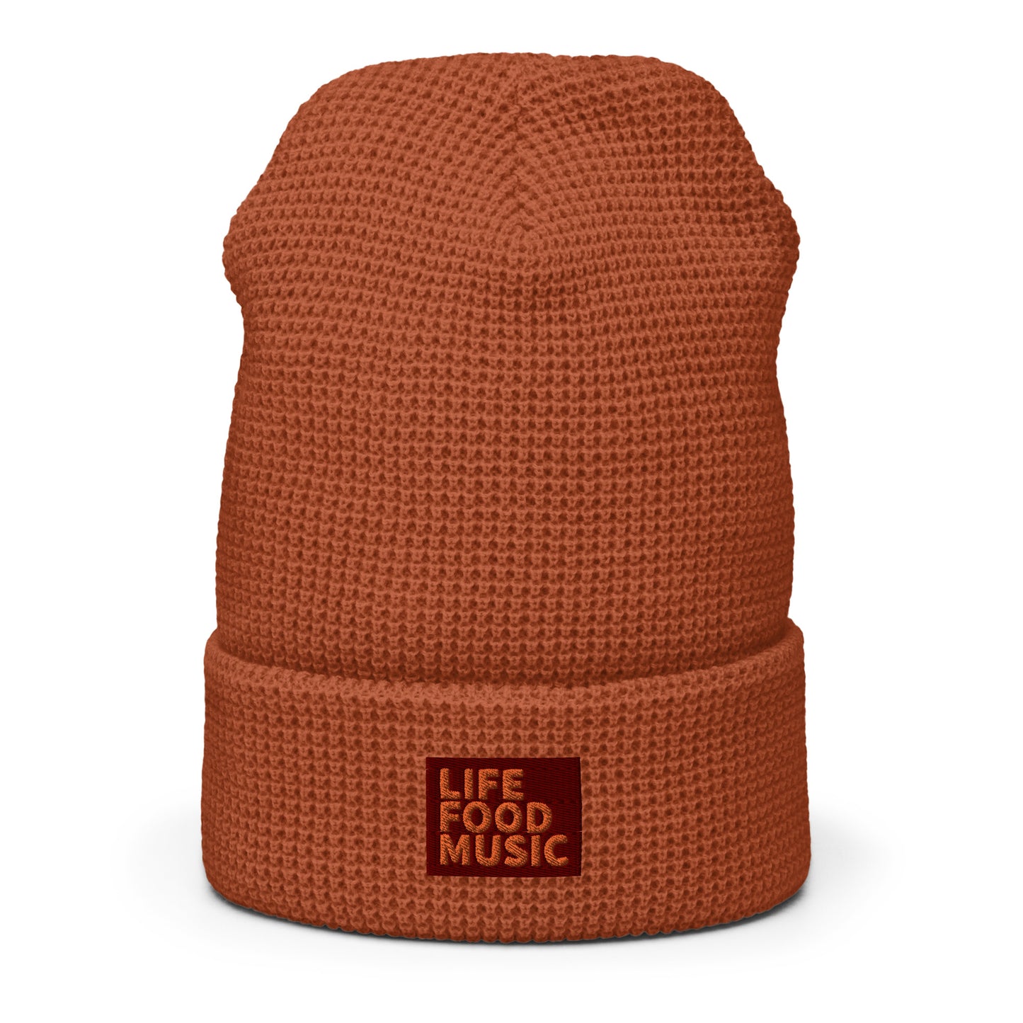 LFM MAROON AND ORANGE WAFFLE BEANIE