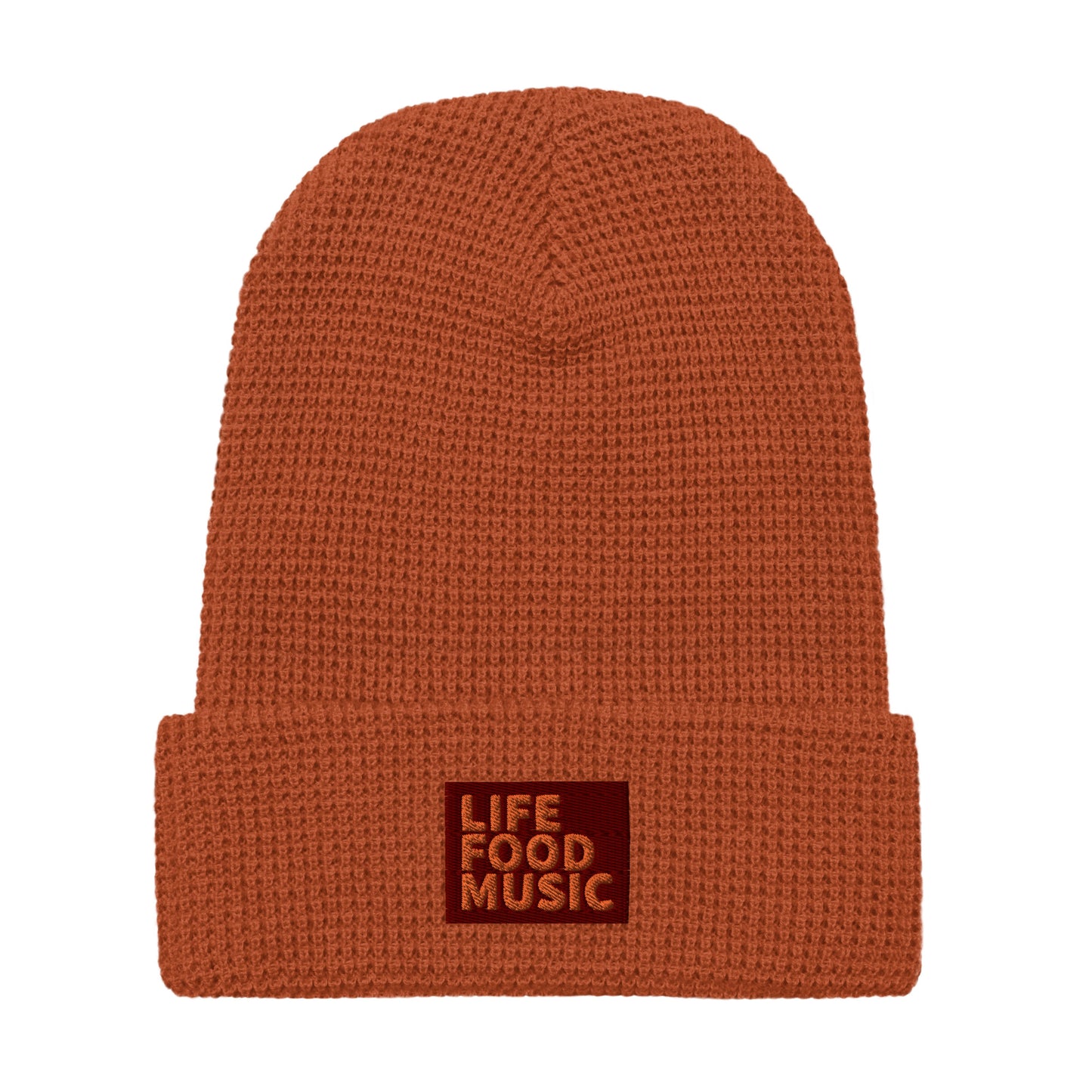 LFM MAROON AND ORANGE WAFFLE BEANIE